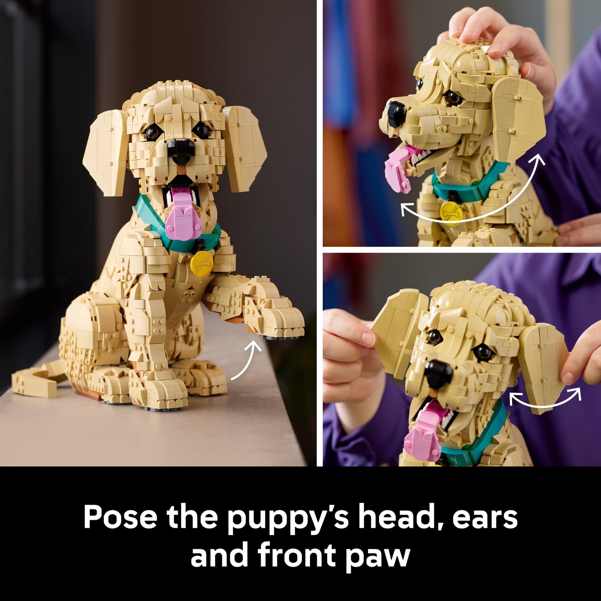 LEGO Icons Golden Retriever Puppy Building Set for Adults, Ages 18+ - Decor for Home, Bedroom, or Book Shelf - Gifts for Women & Men - Posable Dog Figure - 11384 LEGO