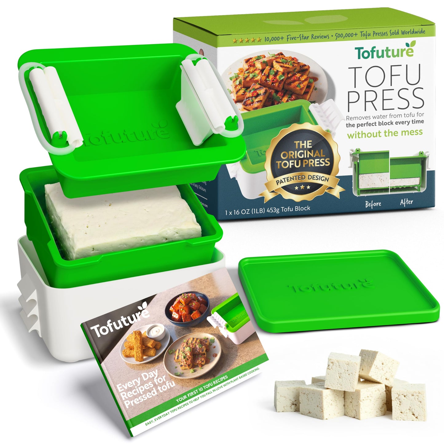 Tofuture Tofu Press | Patented Self-Contained | Vegan, Fits 8-16 oz Block Tofuture