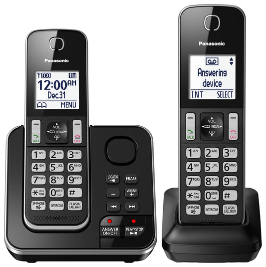 Panasonic DECT 6.0 Expandable Cordless Phone with Answering Machine and Call Block - 2 Cordless Handsets - KX-TGD392CB (Black) 🍁 All In One Marketplace Canada