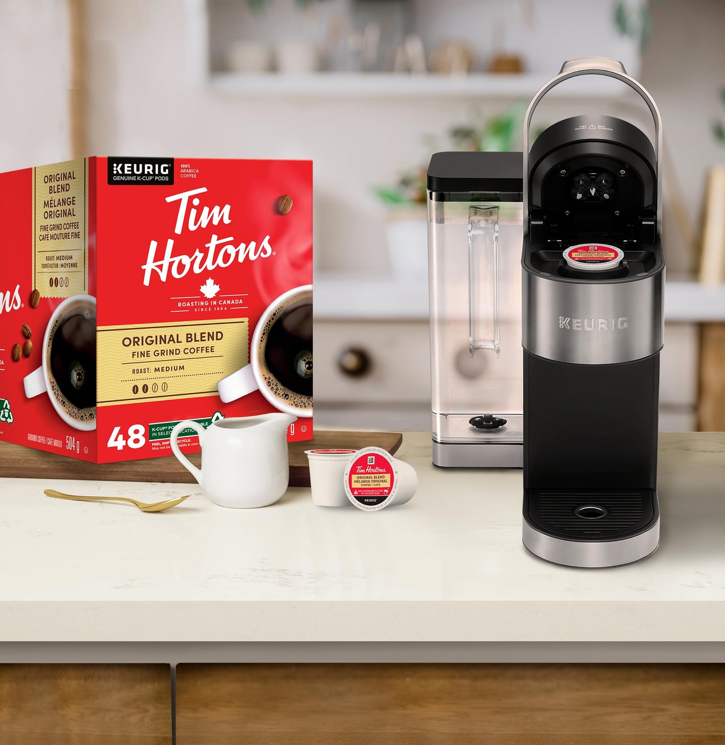 Tim Hortons Original Medium Roast Coffee K-Cup Pods – 48 Count for Keurig Brewers
