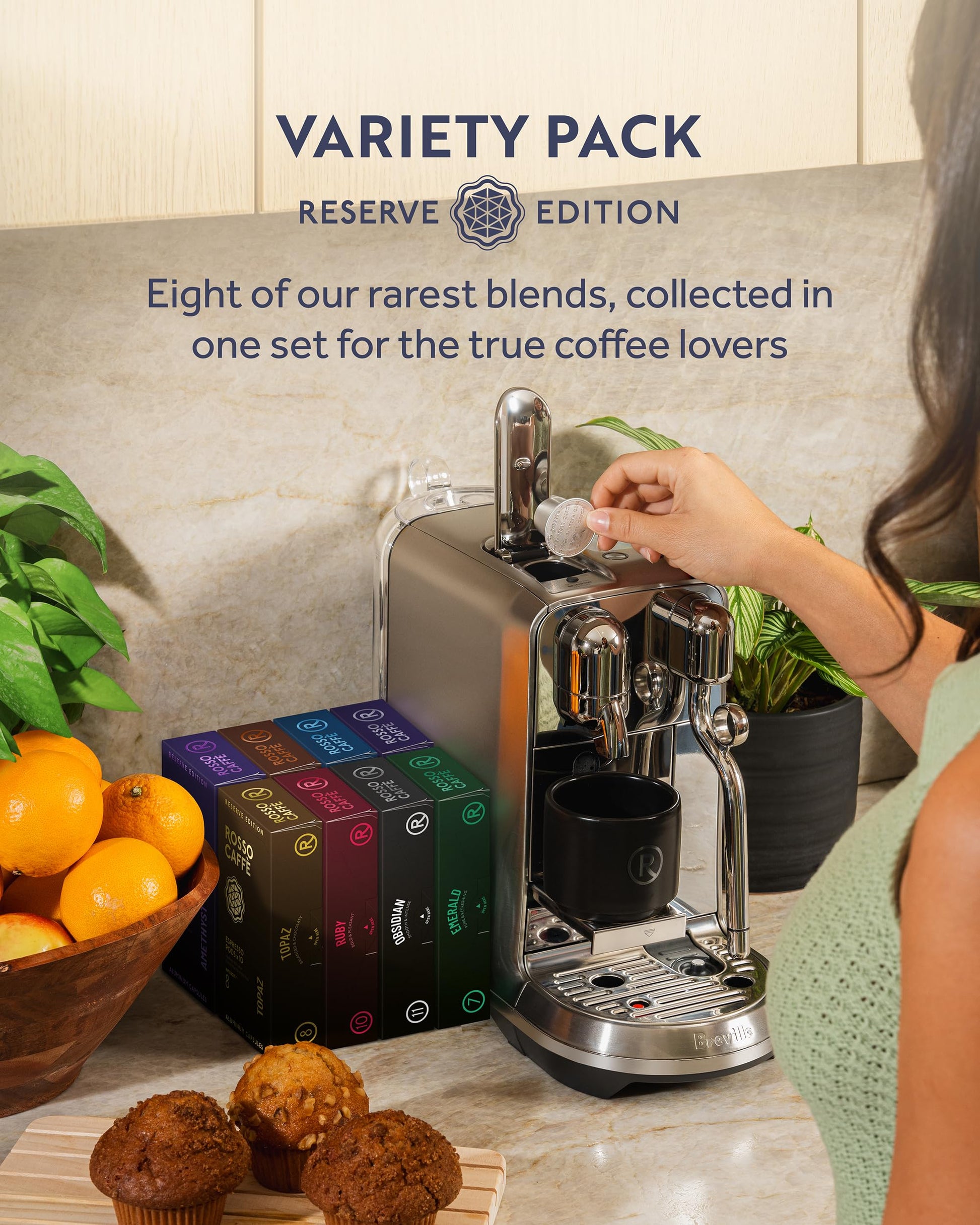 ROSSO CAFFÈ Espresso Coffee Capsules for Nespresso Original Machines - 80 Pod Variety Pack, 8 Distinct Blends, Medium to Dark Roast - Italian Made