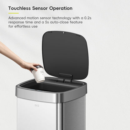 EKO EcoSmart Tall and Large Kitchen Trash Can, 80L/21.1G High Capacity, Touchless Soft Square Motion Sensor Garbage Can, Brushed Stainless Steel 🍁 All In One Marketplace Canada