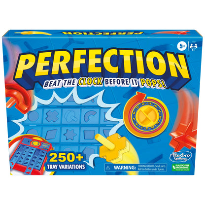 Perfection Game for Kids Ages 5 and Up, Pop Up Game, Customize The Tray for Over 250 Combinations, Kids Games, Games for 1+ Players (English & French) Hasbro