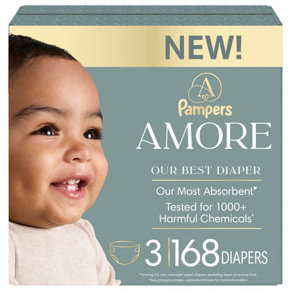 Pampers AMORE, Size 3, Our Best Diaper, 1 Pack (Count of 168)