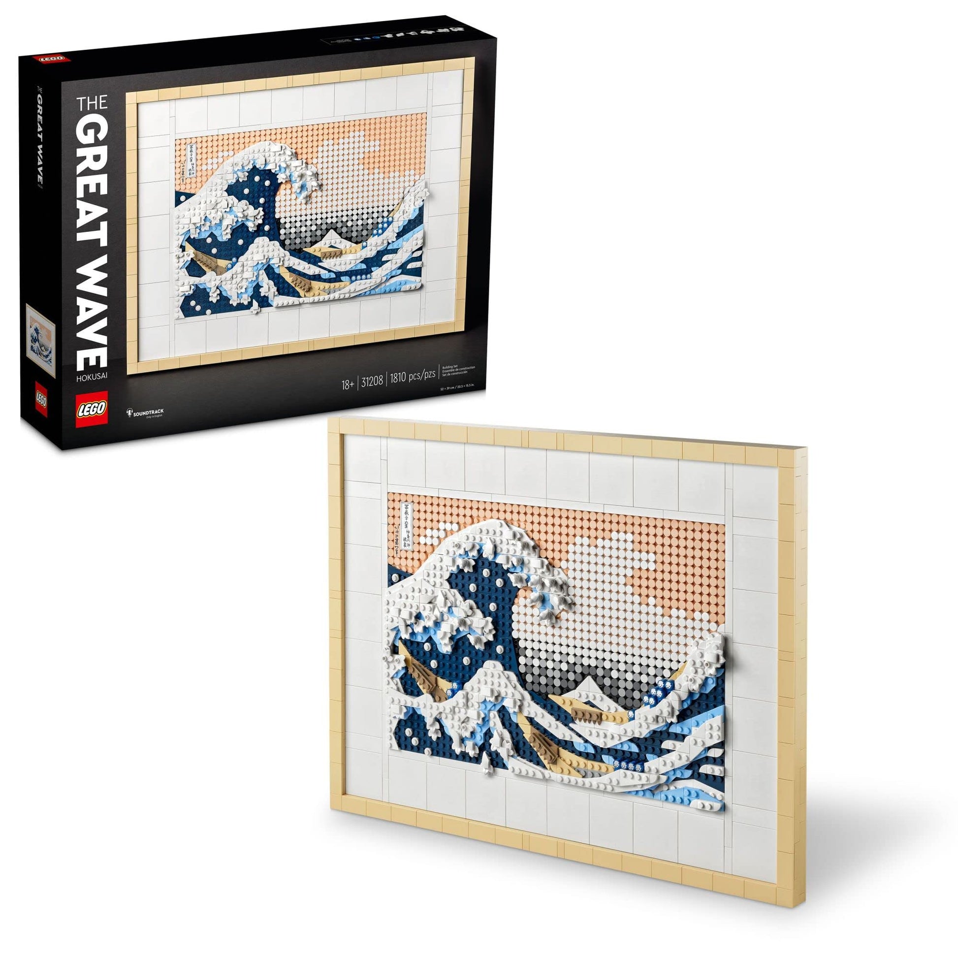 LEGO Art Hokusai – The Great Wave, 3D Japanese Wall Art, Framed Ocean Canvas Picture for Home or Office Décor, Creative DIY Activity, Arts & Crafts Kit, Hobbies for Adults, 31208 LEGO