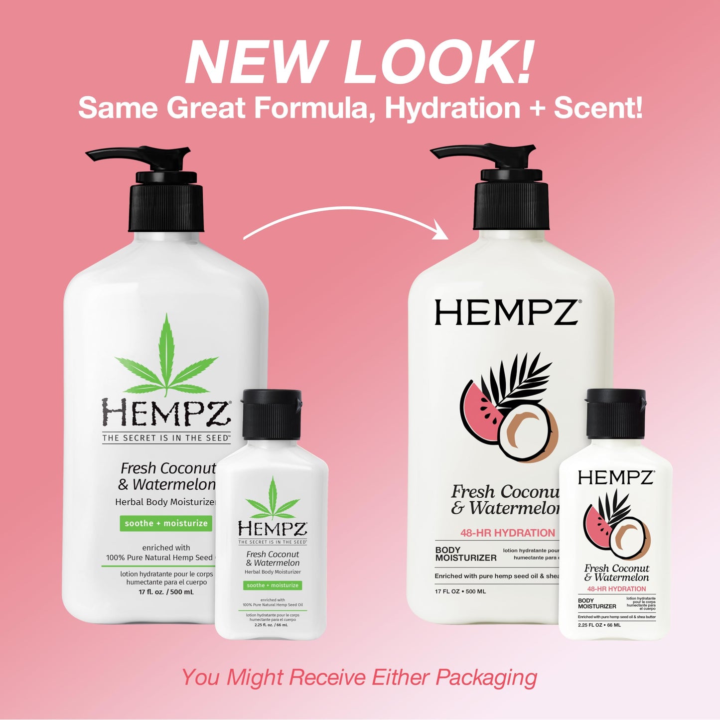 Hempz Body Lotion - Fresh Coconut & Watermelon Daily Moisturizing Cream, Shea Butter Body Moisturizer - Skin Care Products, Hemp Seed Oil - Large