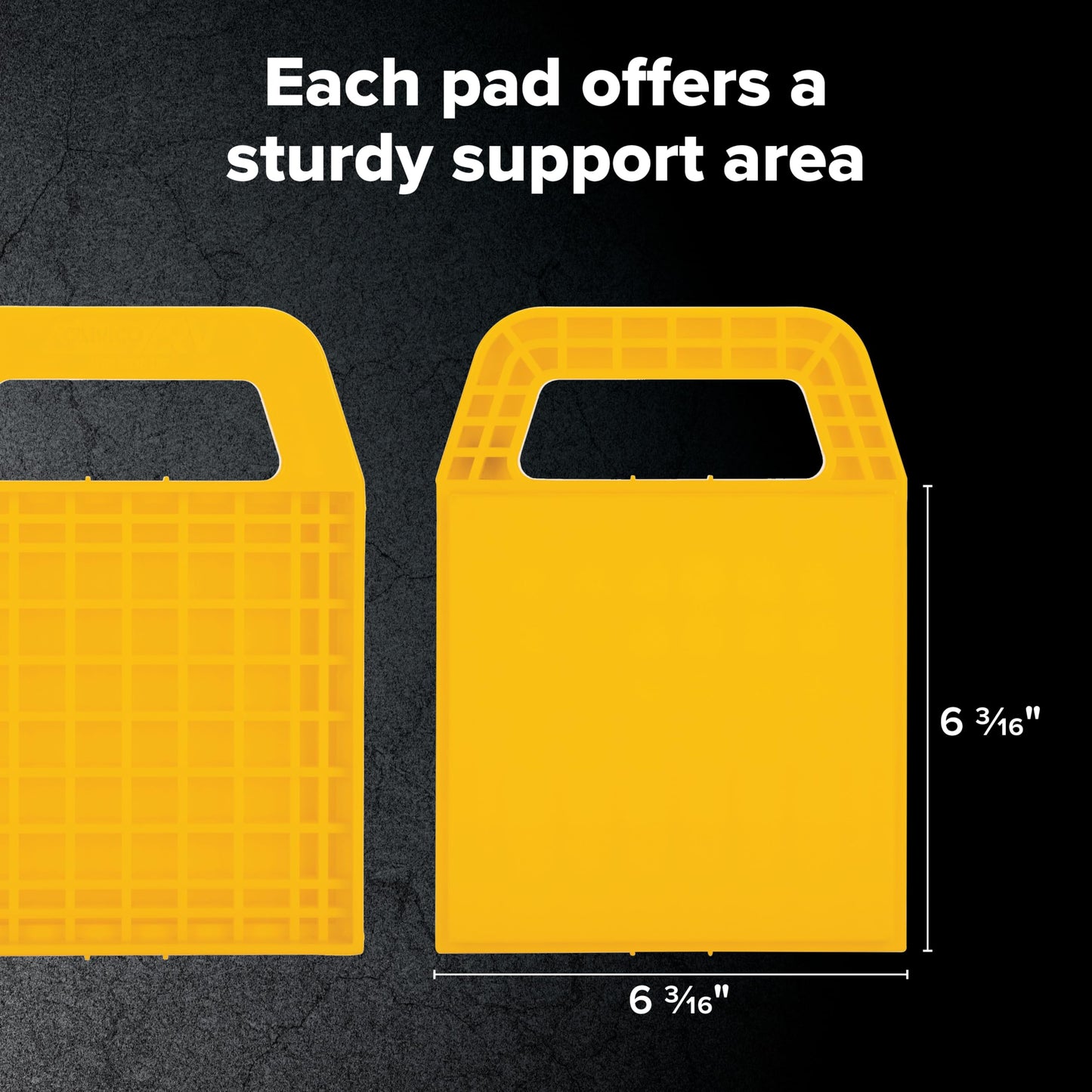Camco RV Stabilizing Jack Pads, Helps Prevent Jacks from Sinking, 6.5 Inch x 6.5 Inch Pad - 4 Pack (44595), Yellow Camco