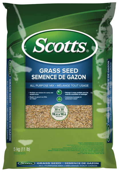 Scotts Grass Seed All Purpose Mix, 5kg (900 sq Meters / 9,683 sq feet Coverage) | Grows in Sun & Shade, Fast Germination | New Lawn or Overseeding Existing Lawn Scotts