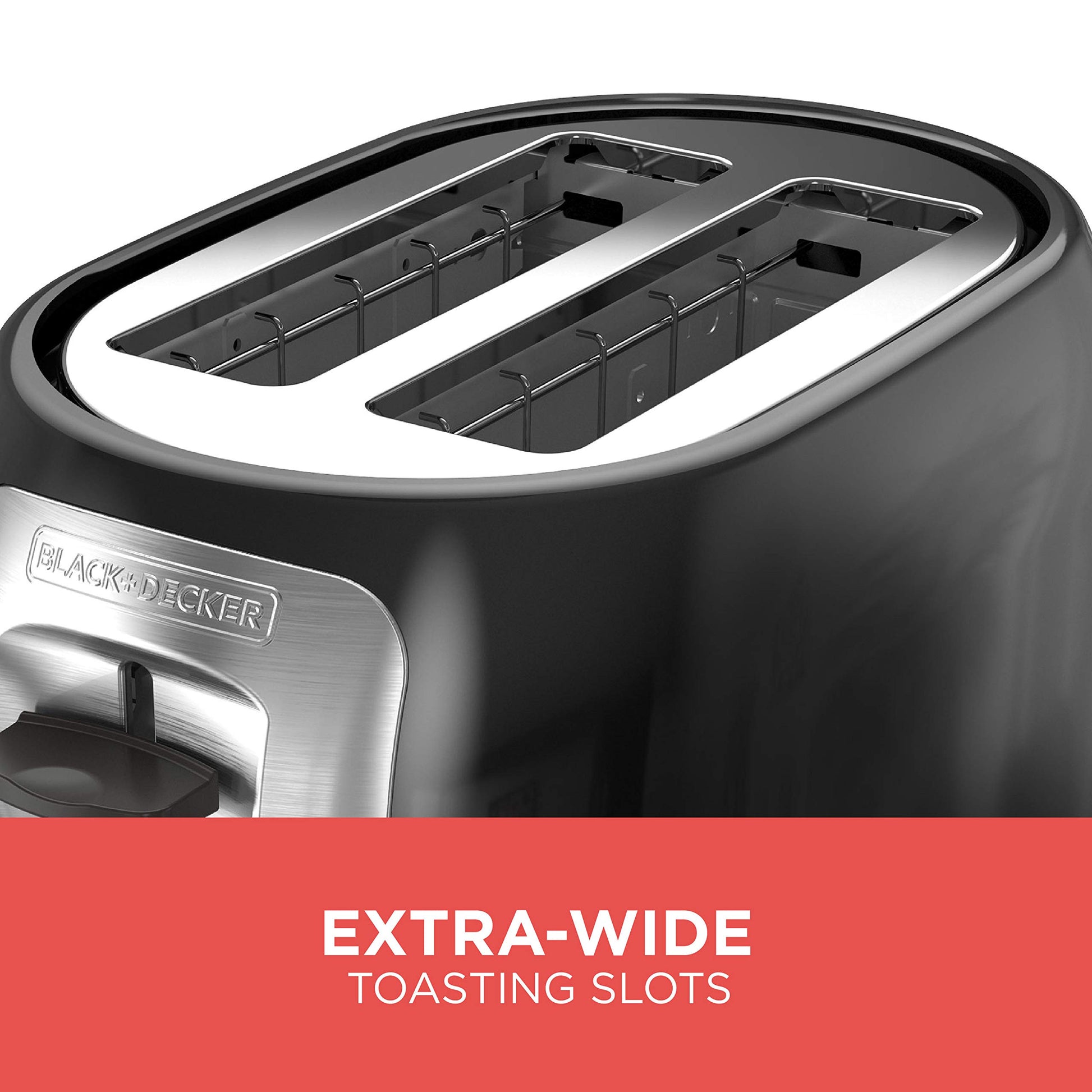 BLACK+DECKER 2-Slice Extra Wide Slot Toaster, Classic Oval, Black with Stainless Steel Accents, TR1278B - Available at All In One Marketplace Canada