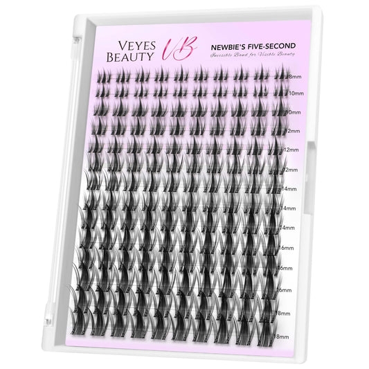 VEYESBEAUTY Lash Clusters Eyelashes Cluster Lashes Extensions Newbie's Five-Second Layered Eyelash Clusters False Eyelashes Wispy Mixed Length Fluffy(Manga, 8-16mm)