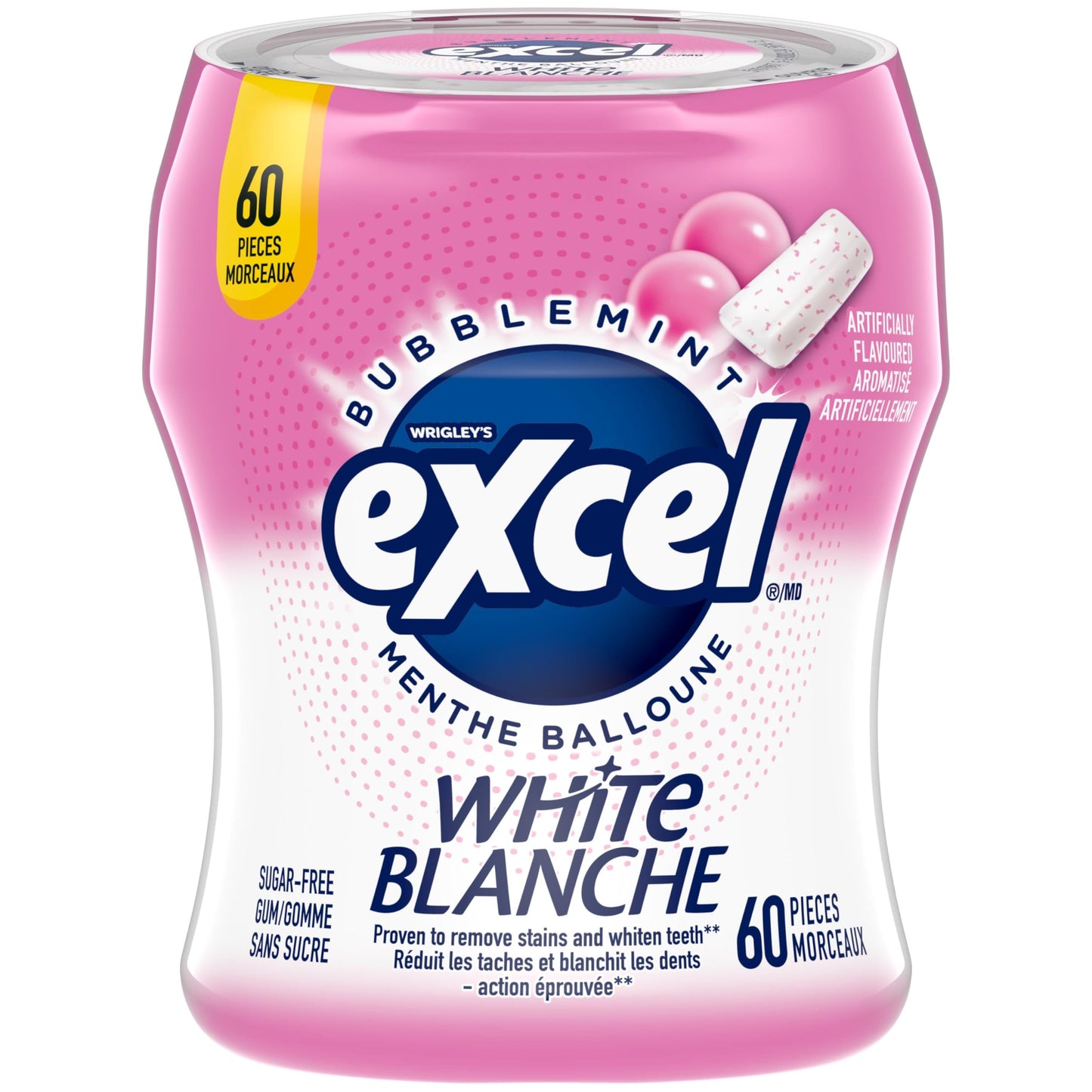 EXCEL White, Bubblemint Flavoured Sugar Free Chewing Gum, 60 Pieces, 6 Bottles - Available at All In One Marketplace Canada