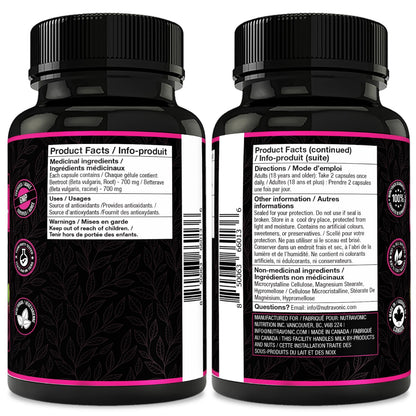 *BONUS SIZE* 180 Capsules of High Potency Organic Beetroot Capsules | 1,400mg per serving (700mg per capsule x2) Canadian Made Beet Root Powder | Antioxidant Support | Support Active Energy Lifestyle | A Natural Super Food | Quality Assured - Available at All In One Marketplace Canada