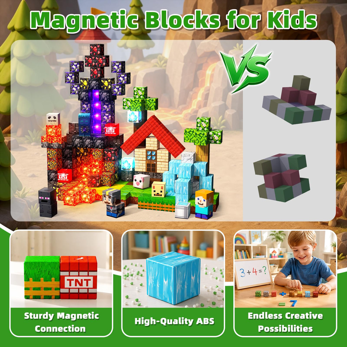 200PCS Light Up Magnetic Blocks, Building Cube Set Birthday Gifts for Kids 🍁 All In One Marketplace Canada