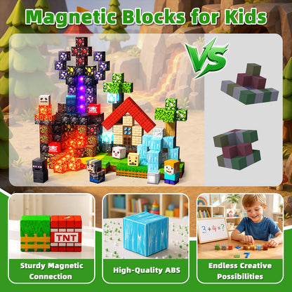 200PCS Light Up Magnetic Blocks, Building Cube Set Birthday Gifts for Kids 🍁 All In One Marketplace Canada