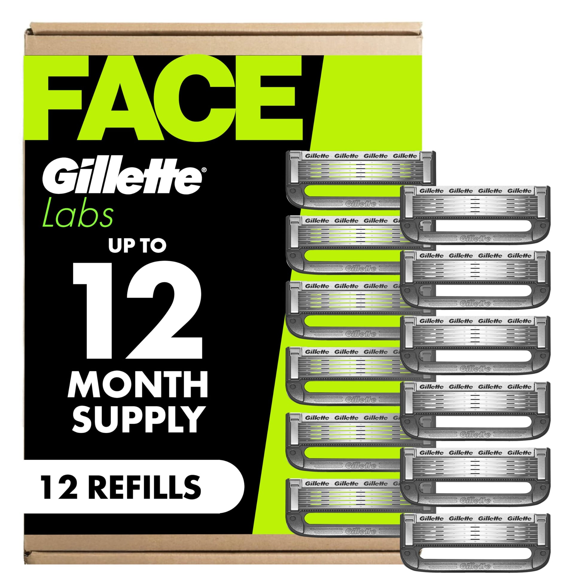 Gillette Labs Razors for Men, Razor Blades Refill, 5-Blade Cartridges, 12 Refills - Available at All In One Marketplace Canada