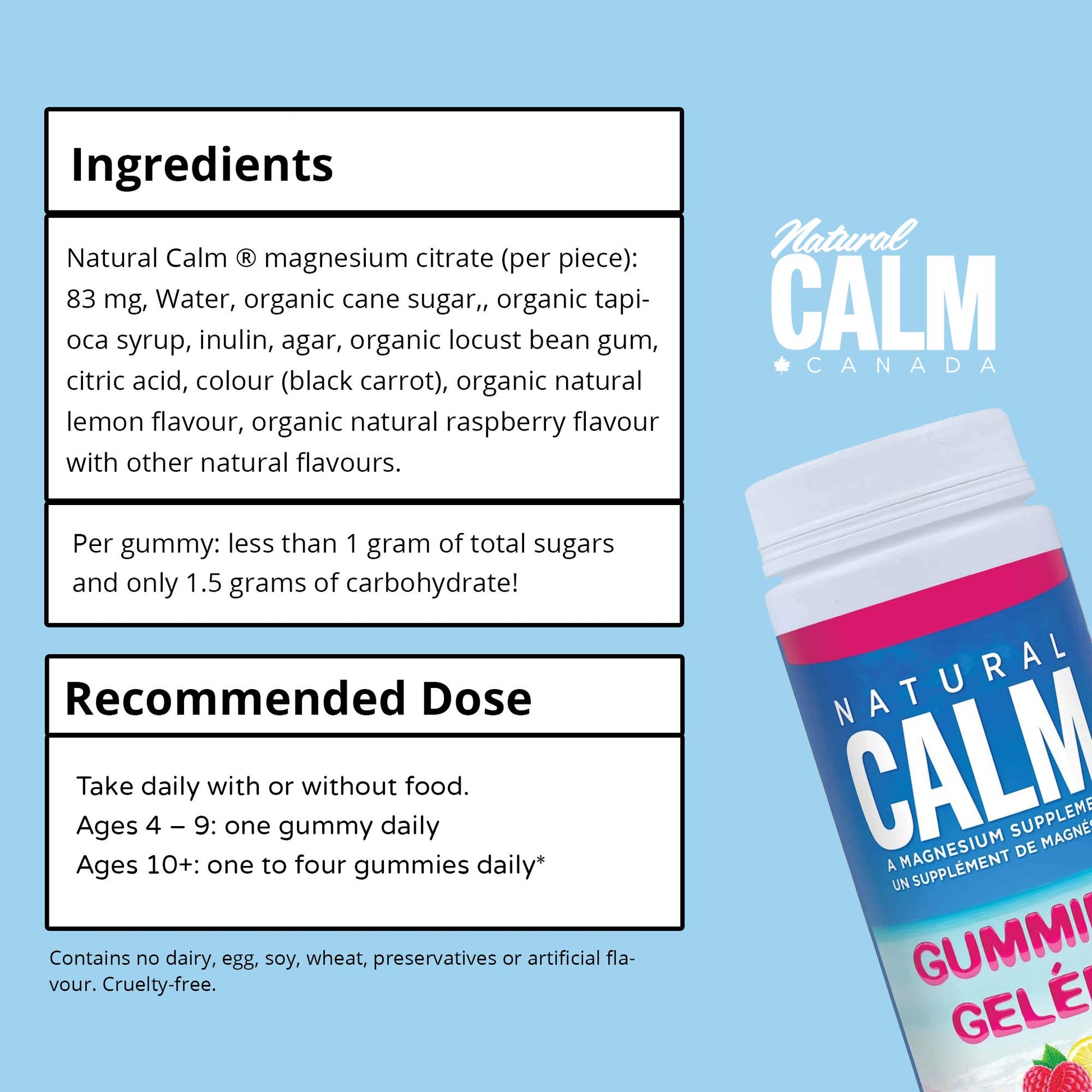 Natural Calm Magnesium Gummies (Raspberry Lemon Flavour), 120 Count - Chewable - Fast Absorbing - Relaxing - Vegan, Gluten-free, Ages 4 and up
