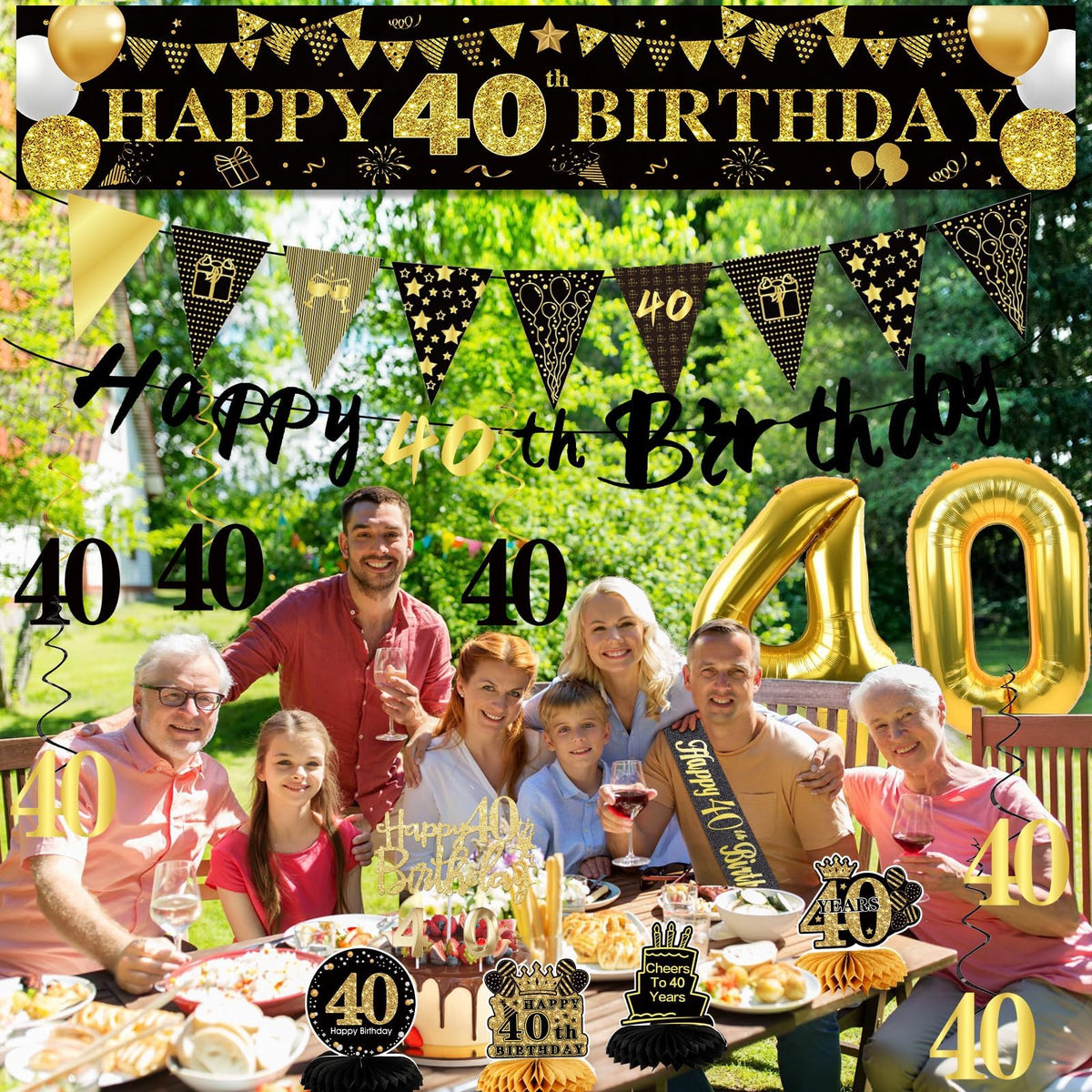 40th Birthday Decorations for Men, Black Gold 40th Party Decoration Set 🍁 All In One Marketplace Canada