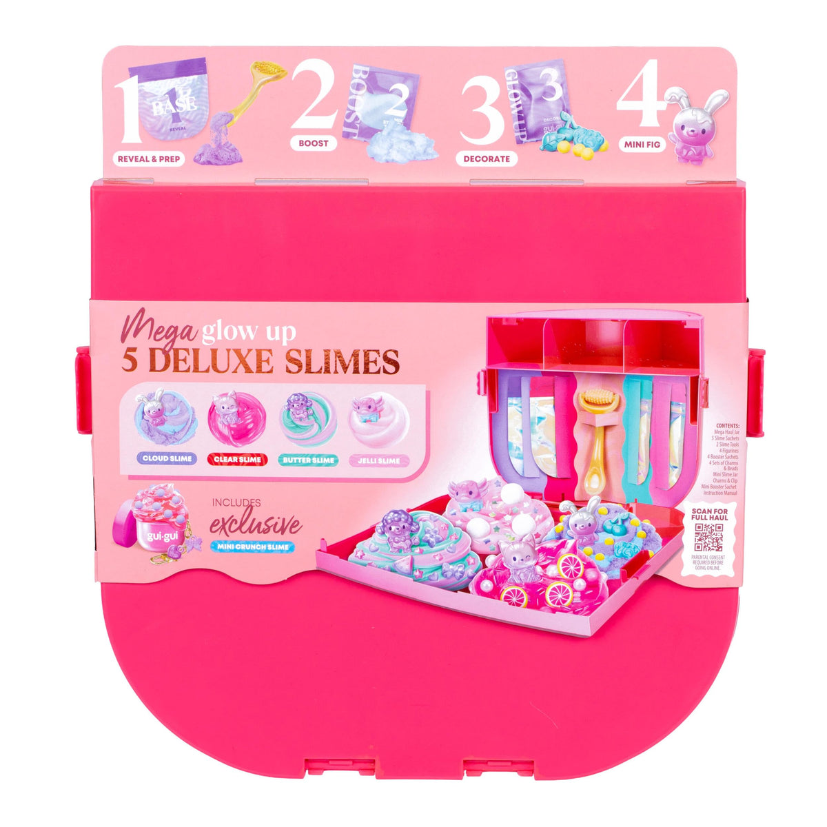 Gui Gui Mega Slime Haul, 50+ Pieces, 5 Scented Slimes Cloud, Clear, Butter, Jelli & Crunch, Premium Beauty Tools, Exclusive Mini Slime, Ages 6+
