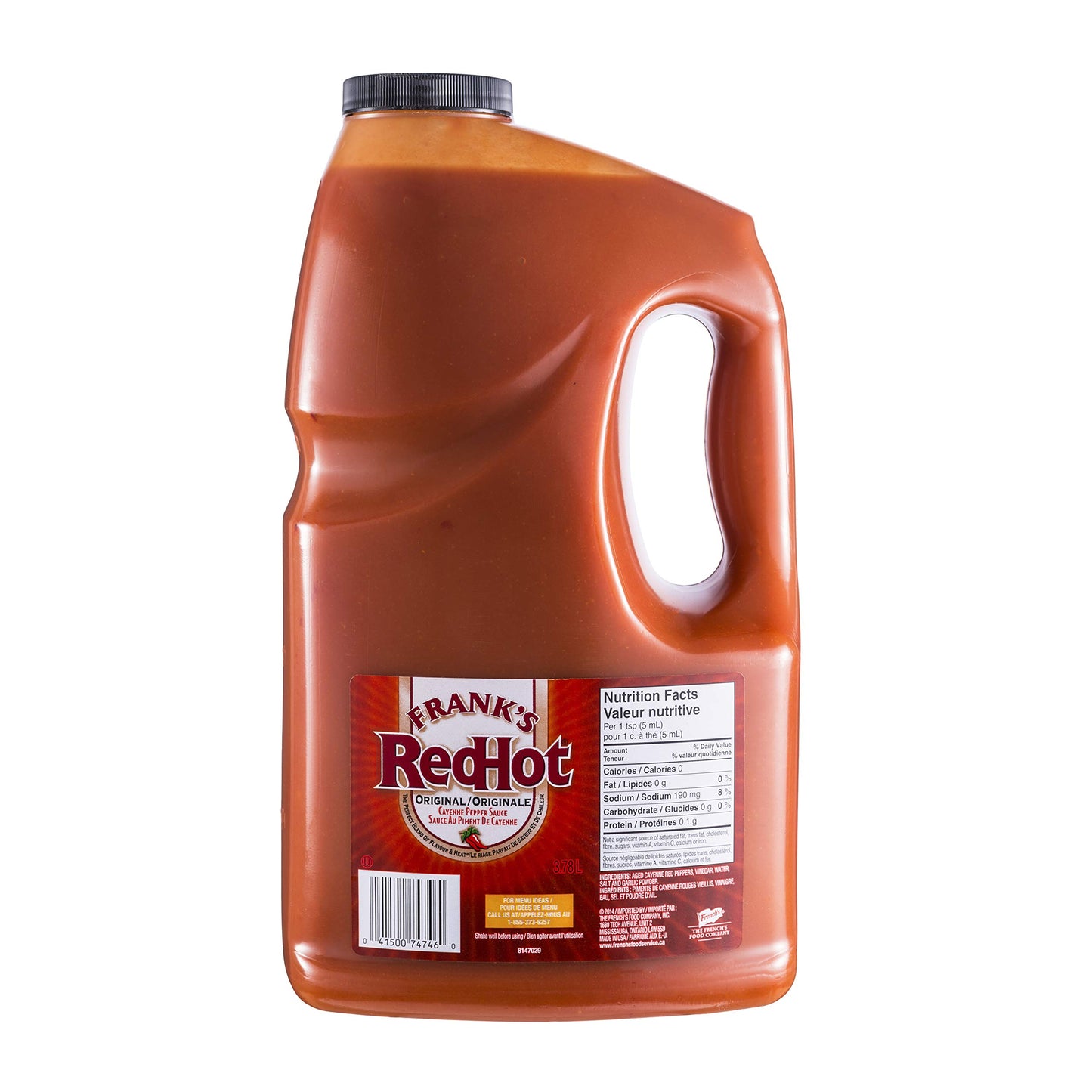 Frank's RedHot Original Hot Sauce, 3.78 L Bulk Bottle - Pour or Shake for Wings, Pizza, Tacos & More