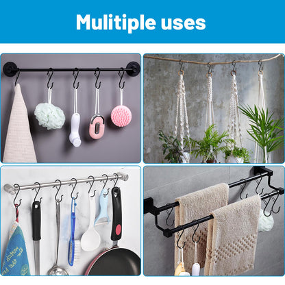 17 Pcs S Hooks for Hanging, Heavy Duty S Shaped Hooks Black, Kitchen Hooks, Closet Rod S Hanger Hooks for Plants, Pots, Towels and Bags, with Safety Buckle Design, 3.5 Inch - Available at All In One Marketplace Canada