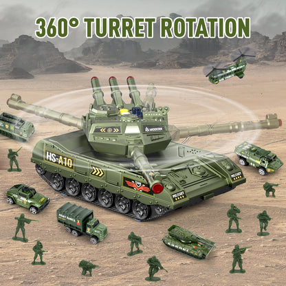 Army Tank Toys for Boys 3 4 5 6 7 8 Years Old, Military Toys Playset with 6 Mini Die-Cast Cars Helicopter & 10 Army Men Toy Soldiers, Kids Christmas Birthday Gifts Present for Boys Age 3+ 🍁 All In One Marketplace Canada