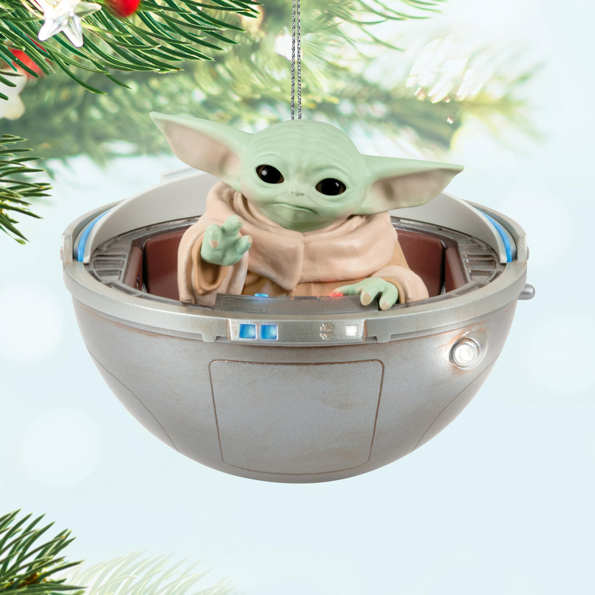 Hallmark Keepsake Christmas Ornament 2024, Star Wars: The Mandalorian Grogu in Hovering Pram with Light, Sound and Motion, Gifts for Star Wars Fans 🍁 All In One Marketplace Canada