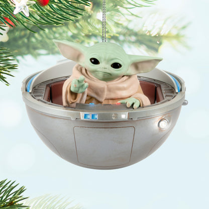 Hallmark Keepsake Christmas Ornament 2024, Star Wars: The Mandalorian Grogu in Hovering Pram with Light, Sound and Motion, Gifts for Star Wars Fans 🍁 All In One Marketplace Canada