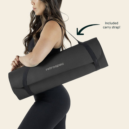 Retrospec Solana Yoga Mat 1" And 1/2" Thick With Nylon Strap for Men And Women - Non Slip Exercise Mat For Home Yoga, Pilates, Stretching, Floor And Fitness Workouts 🍁 All In One Marketplace Canada