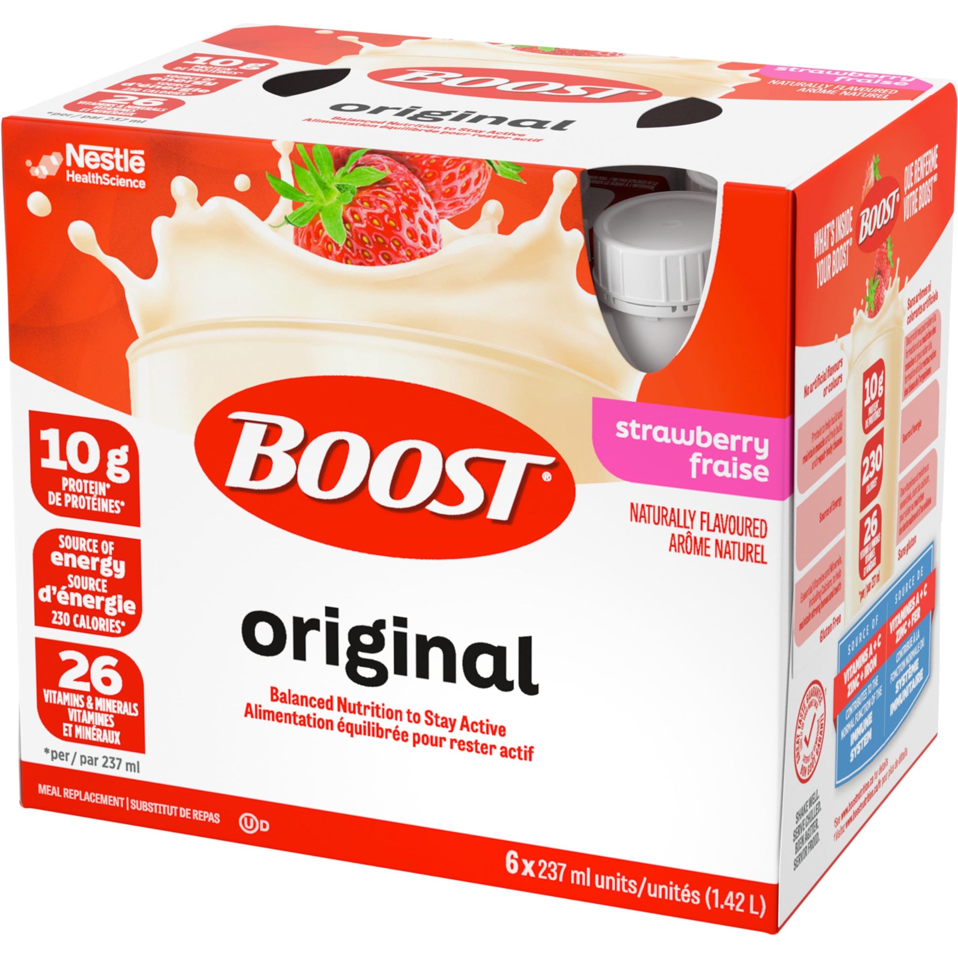 BOOST Original Strawberry Meal Replacement Drink - 6 Pack of 237ml Bottles