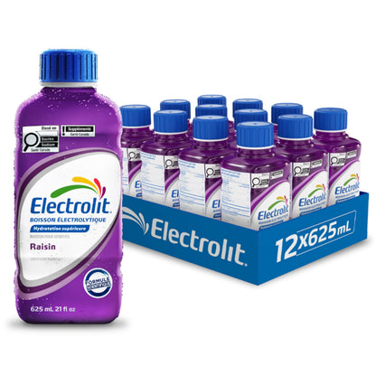 Electrolit Hydration Beverage & Recovery Drink w/Electrolytes, 625ml - Pack of 12-GRAPE 🍁 All In One Marketplace Canada