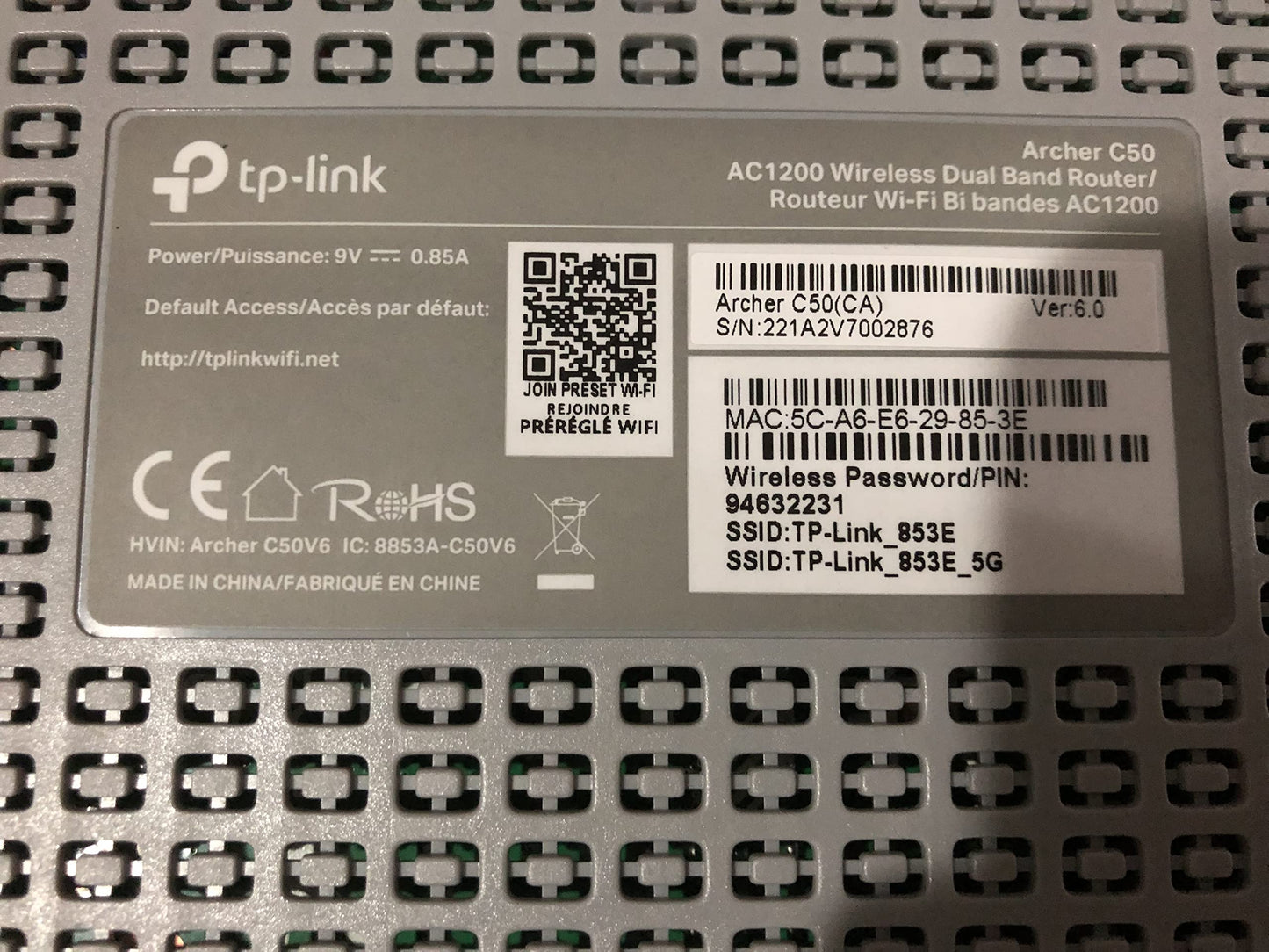 TP-Link AC1200 WiFi Router (Archer C50) - Dual Band Wireless Internet Router, 4 x 10/100 Mbps Fast Ethernet Ports, Supports Guest WiFi, Access Point Mode, IPv6 and Parental Controls TP-Link