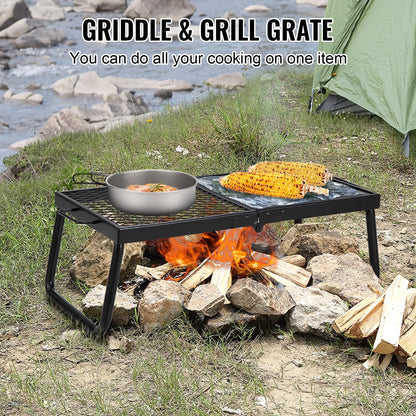 VEVOR Folding Campfire Grill, Heavy Duty Steel Mesh Grate, 22.4" Portable Camping Grates Over Fire Pit, Camp Fire Cooking Equipment with Legs Carrying Bag, Grilling Rack for Outdoor Open Flame Cooking VEVOR