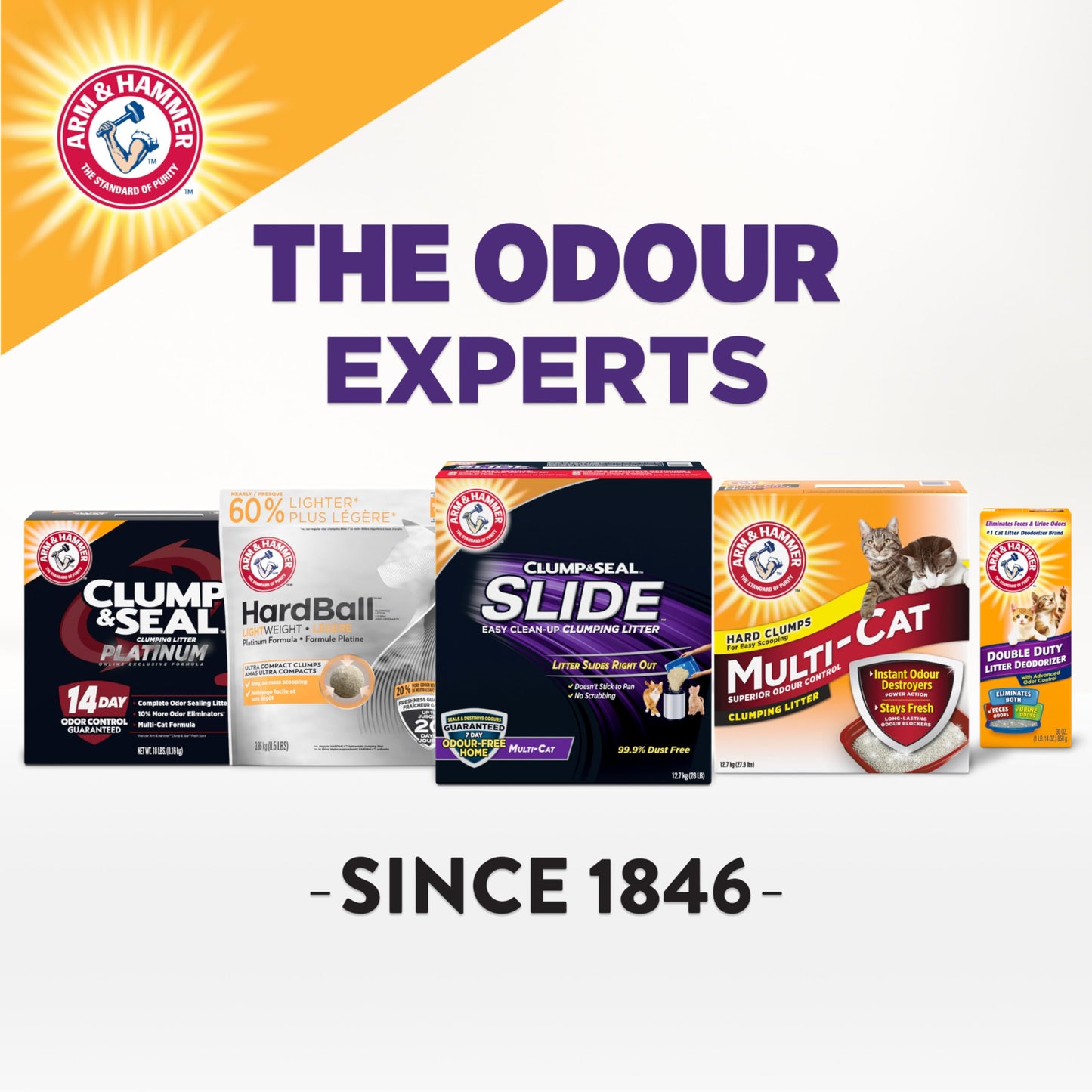 Arm & Hammer Slide Clumping Cat Litter, Multi-Cat Clay, Effortless Clean, 7-Day Odour Control, Dust-Free, Low-Tracking, Rock-Hard Clumps, Baking Soda Power, 12.7 kg