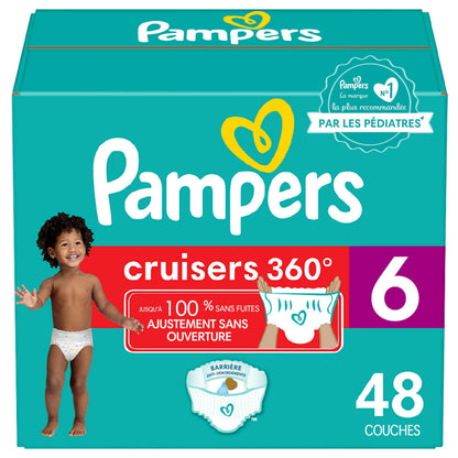 Pampers Diapers - Cruisers 360° - Size 6, up to 100% Leakproof Fit, Designed for Active Babies, Pull On Diaper, EZ Off Tabs Designed for Easy Changes, 1 Pack (Count of 48) 🍁 All In One Marketplace Canada