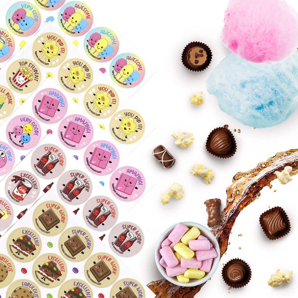 VKPI Scratch and Sniff Stickers, 864 Pieces Fruits and Foods Smelly Stickers, 12 Different Scents, 36 Sheets, Reward Motivate Stickers for Kids, Teachers, Parents, Crafts, Party Favor, Christmas Gift 🍁 All In One Marketplace Canada