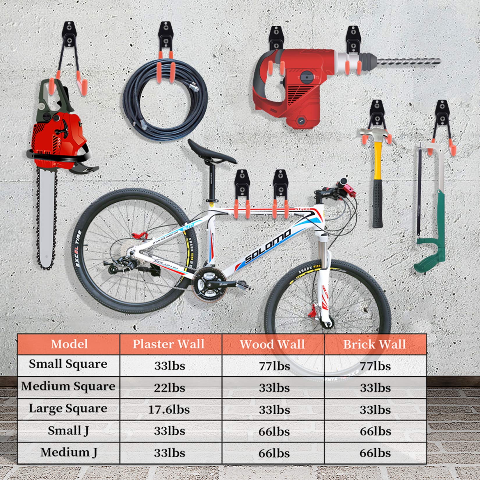 Garage Hooks Heavy Duty 14 Pack, Steel Garage Storage Hooks, Tool Hangers for Garage Wall Utility Wall Mount Hooks and Hangers with Anti-Slip Coating for Garden Tools, Ladders, Bulky Items - Available at All In One Marketplace Canada