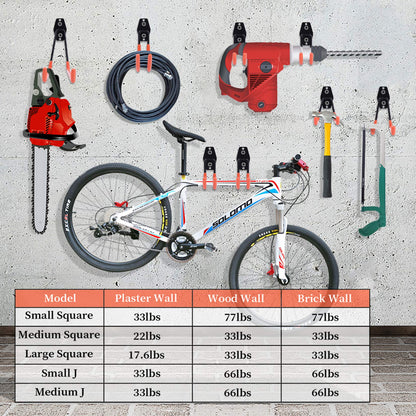 Garage Hooks Heavy Duty 14 Pack, Steel Garage Storage Hooks, Tool Hangers for Garage Wall Utility Wall Mount Hooks and Hangers with Anti-Slip Coating for Garden Tools, Ladders, Bulky Items - Available at All In One Marketplace Canada
