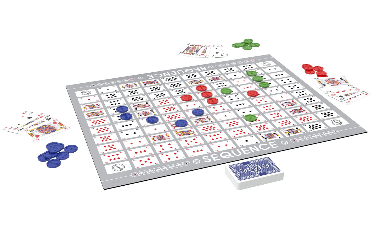 Jax Sequence - Original Sequence Game with Folding Board, Cards and Chips, 10.3" X 8.1" X 2.31"