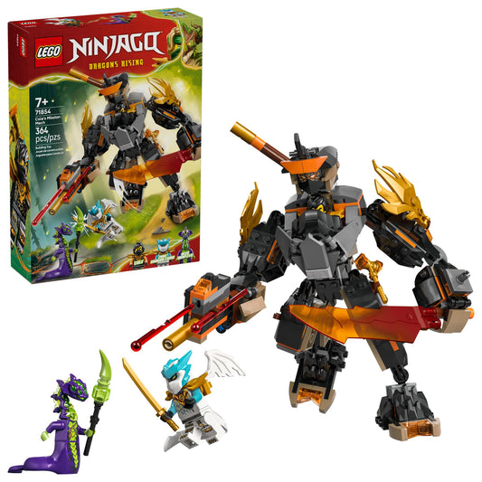 LEGO NINJAGO Cole’s Mission Mech & Dragon Zane Building Toy for Boys, Girls & Kids, Ages 7+ - Poseable Mech W/Cole, Acid Monster, & Zane Minifigures for Pretend Play - Gift Idea for Birthdays - 71854 LEGO