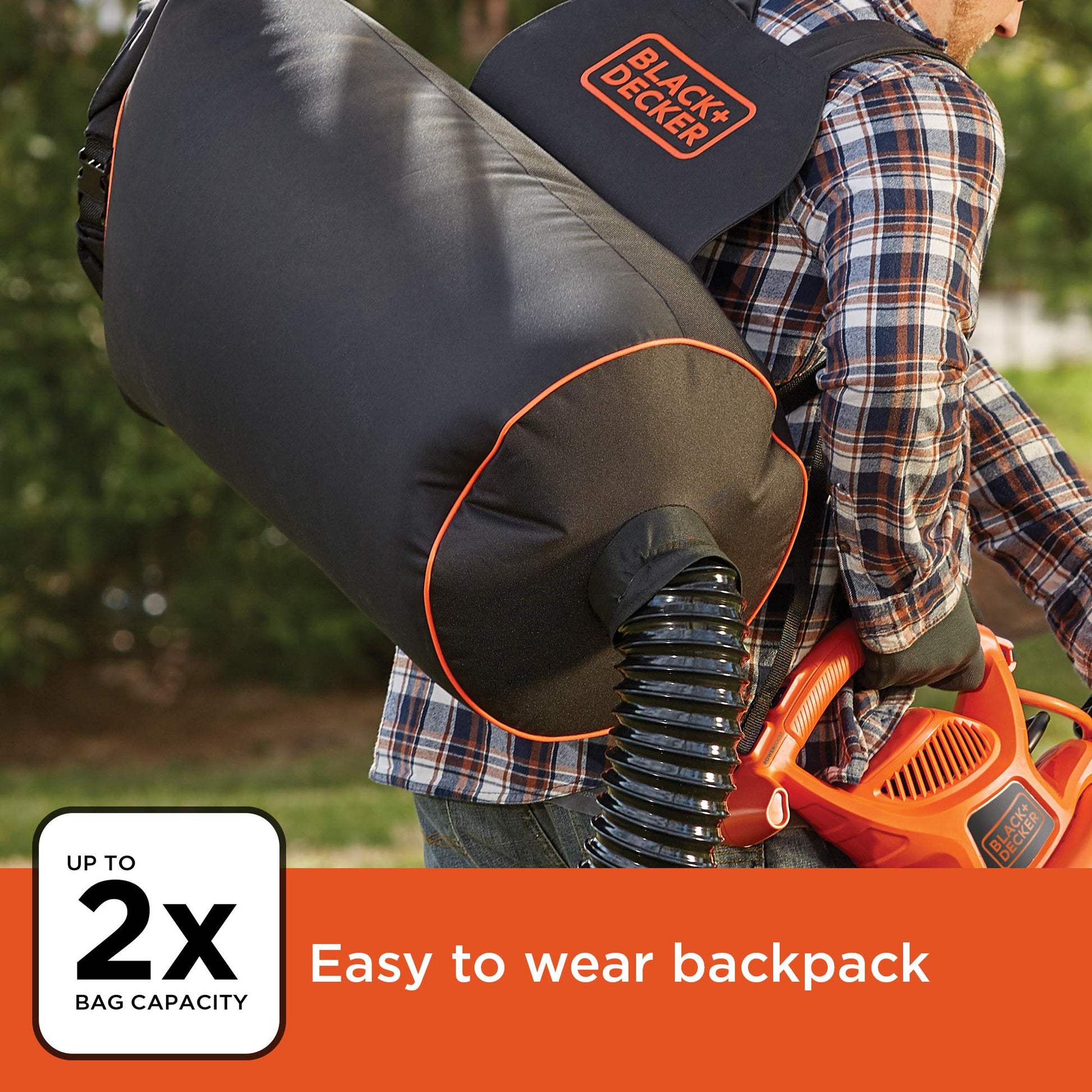 BLACK+DECKER Leaf Blower Vacuum Back Pack and Mulcher, Power Boost up to 250 MPH, 400 CFM, Corded (BEBL7000-CA) BLACK+DECKER