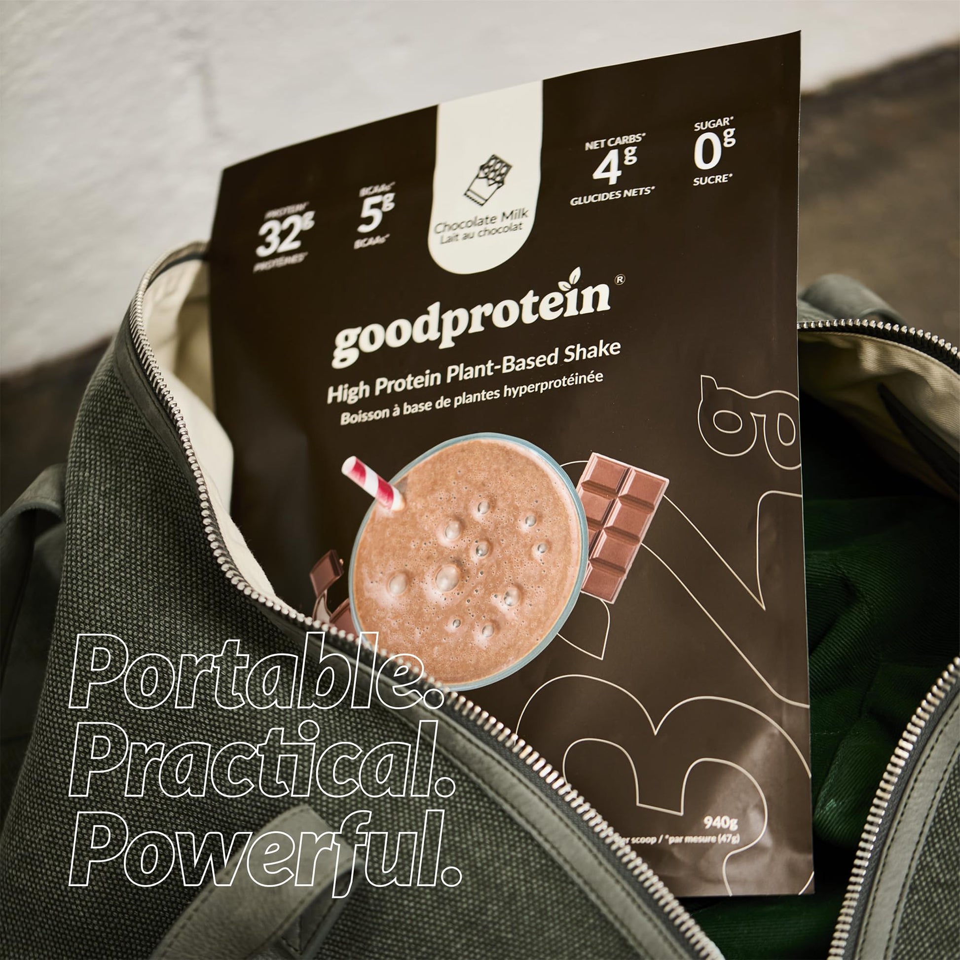 Good Protein – 32g Protein, Vegan High Protein Powder, 100% Natural, Non-GMO, Dairy-free, Gluten & Soy Free and No Added Sugar. Plant-Based Protein Shake (Chocolate Milk, 470 g)