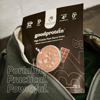Good Protein – 32g Protein, Vegan High Protein Powder, 100% Natural, Non-GMO, Dairy-free, Gluten & Soy Free and No Added Sugar. Plant-Based Protein Shake (Chocolate Milk, 470 g)
