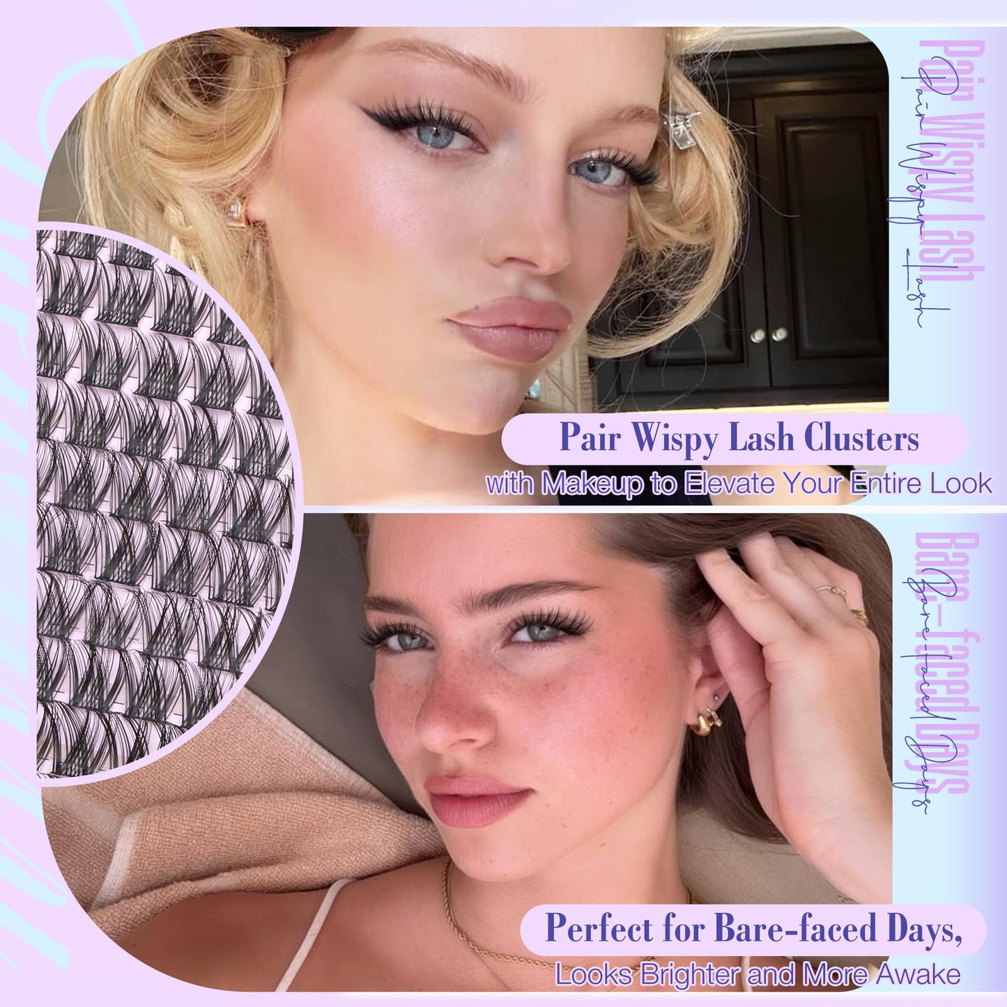 Lash Clusters Kit Wispy Natural Cluster Eyelash Extension Kit DIY Lash Extension Kit C Curl 10-16MM Eyelash Clusters Volume Individual Lashes Kit by Newcally - Available at All In One Marketplace Canada