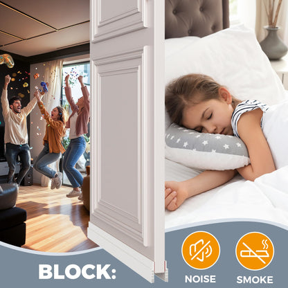 GroTheory 2 Pack Door Draft Stopper, Under Door Draft Blocker, Soundproof Weather Stripping Door Seal, 2"" W x 39"" L, White - Available at All In One Marketplace Canada