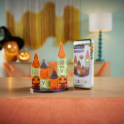 Magna-Tiles microMAGS 24-Piece Spooky Travel Set, The Original Magnetic Building Brand