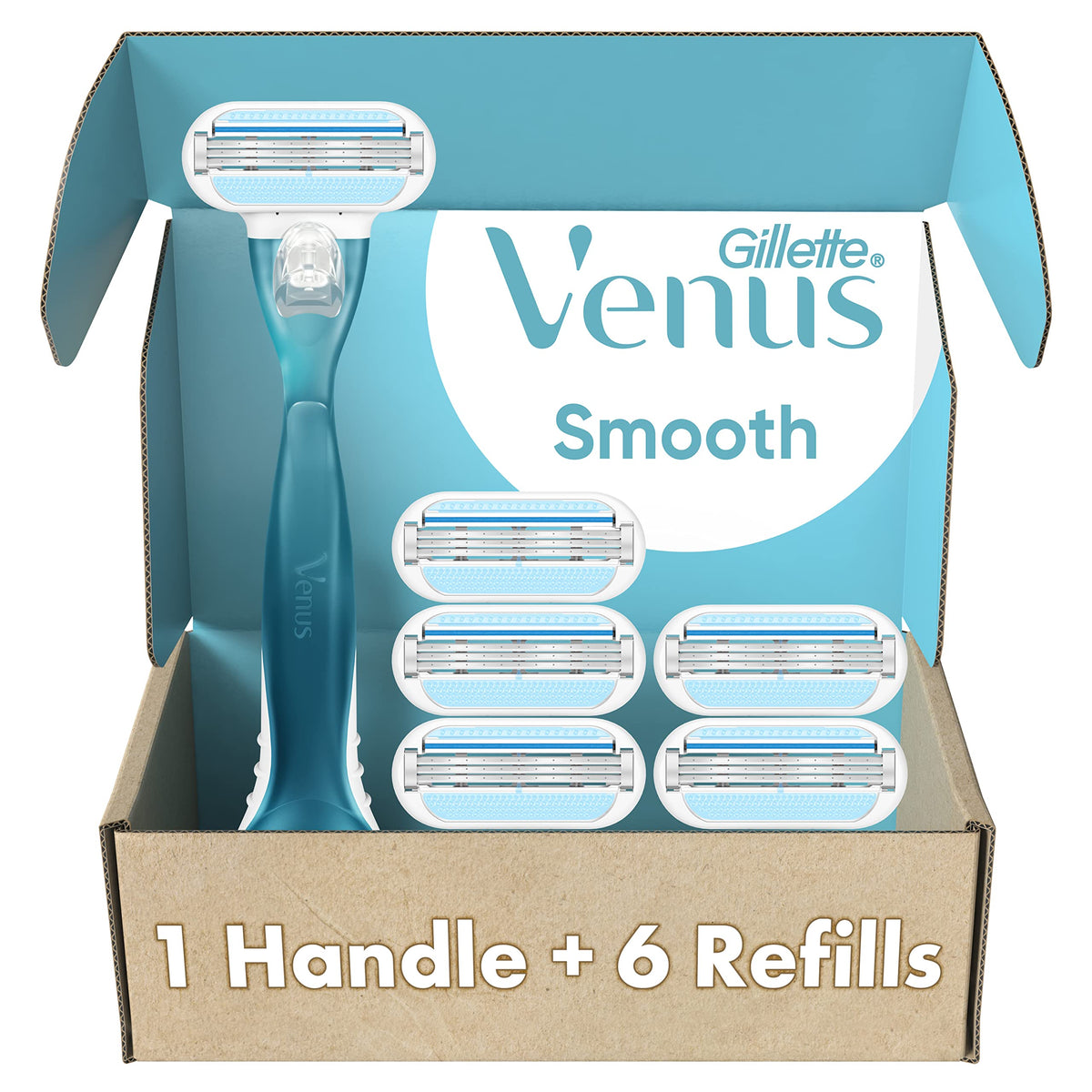 Gillette Venus Razors Women, Smooth Razors, 1 Handle + 6 Razor Blade Refills