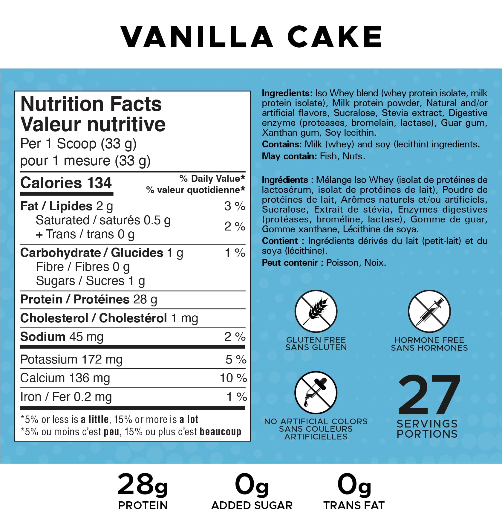 Revolution Nutrition Iso Whey Protein Powder - 100% Isolate, 28g Per Serving, Vanilla Cake Flavor, 2 Pound (27 Servings)