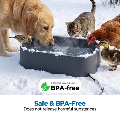 1.45Gal/5.5L Extra Large Pet Heated Water Bowl for Dog Cats Rabbit Chicken Duck Squirrel, Indoor & Outdoor Antifreezing Winter Heated Food & Water Bowl Dish, Thickened Design, BPA-Free, Plug and Play 🍁 All In One Marketplace Canada