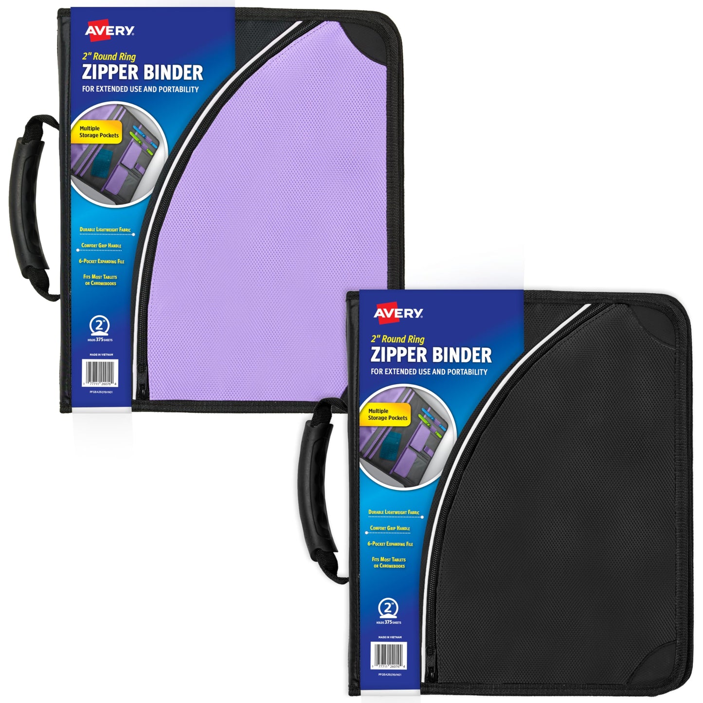 Avery 2" Inch Zipper Binder, 3 Round Rings, Durable Messenger Nylon Zipper Black Binder, Tablet Holder, 6-Pockets with 5 Tab Dividers, Carry-All Storage Binder (26051) 🍁 All In One Marketplace Canada