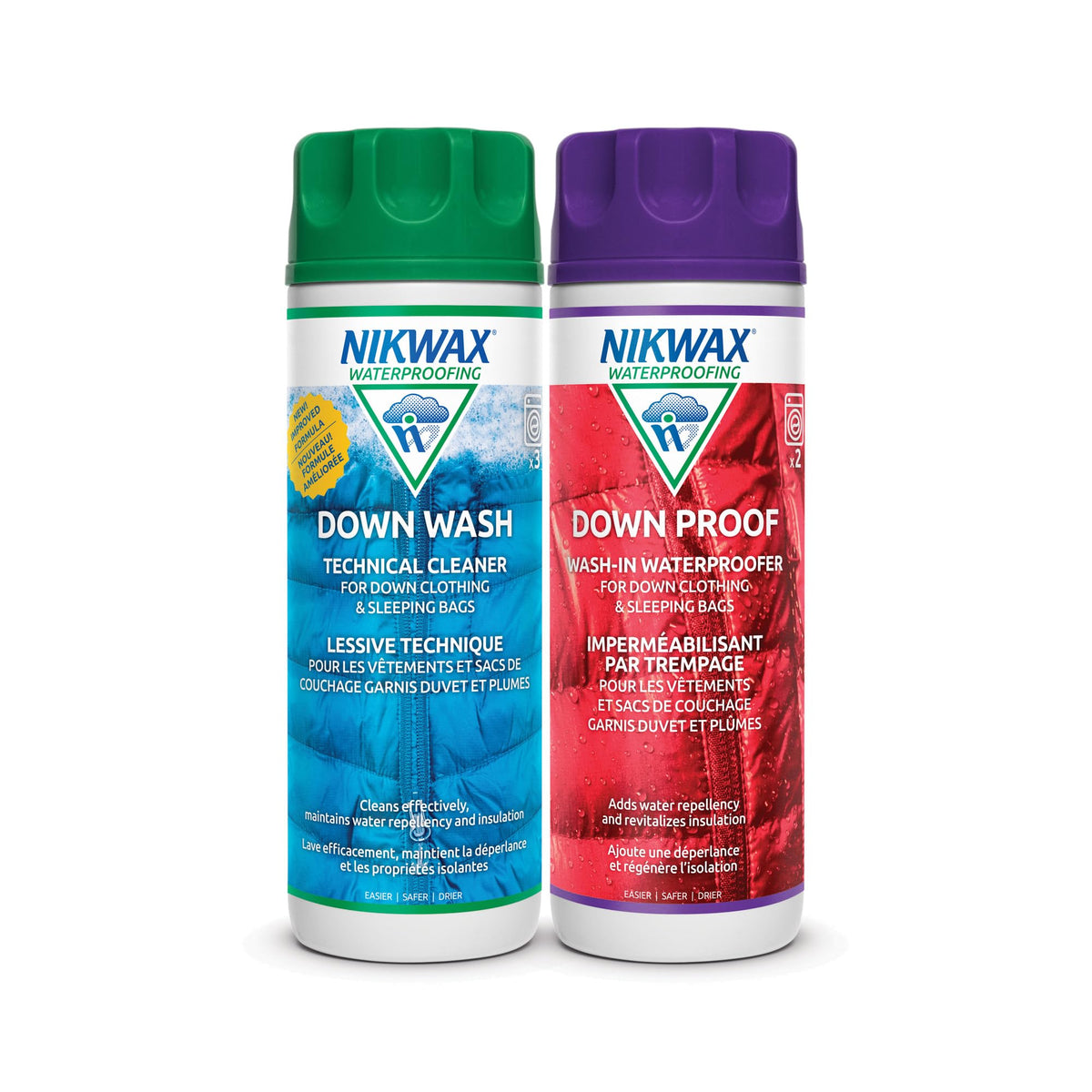 Nikwax Down DUO-Pack, 300ml, Cleans and Waterproofs Down Filled Gear, Jackets, Vests, Sleeping Bags, Quilts, Comforters